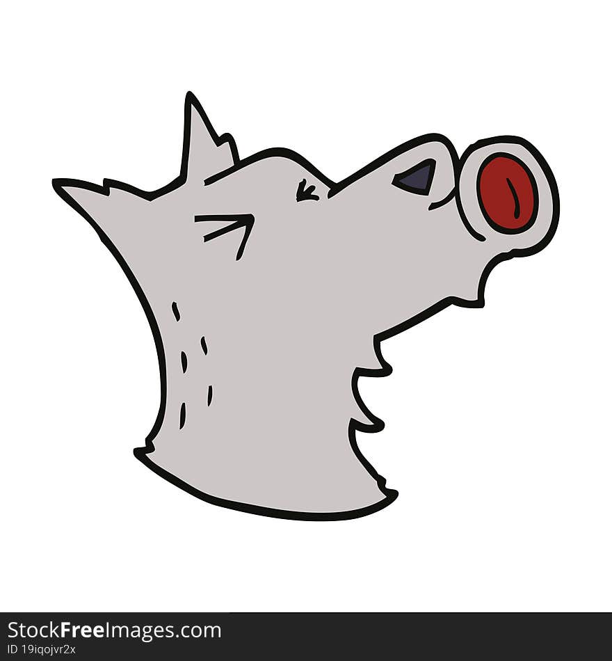 Cartoon Doodle Howling Wolf