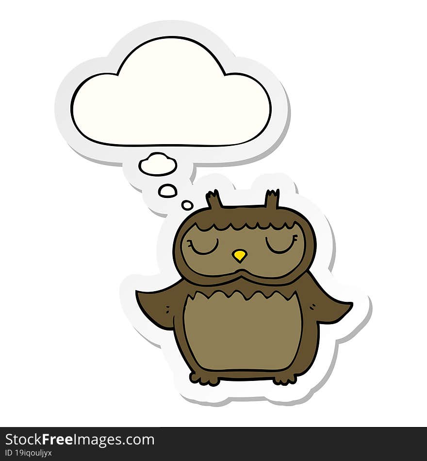 cartoon owl and thought bubble as a printed sticker