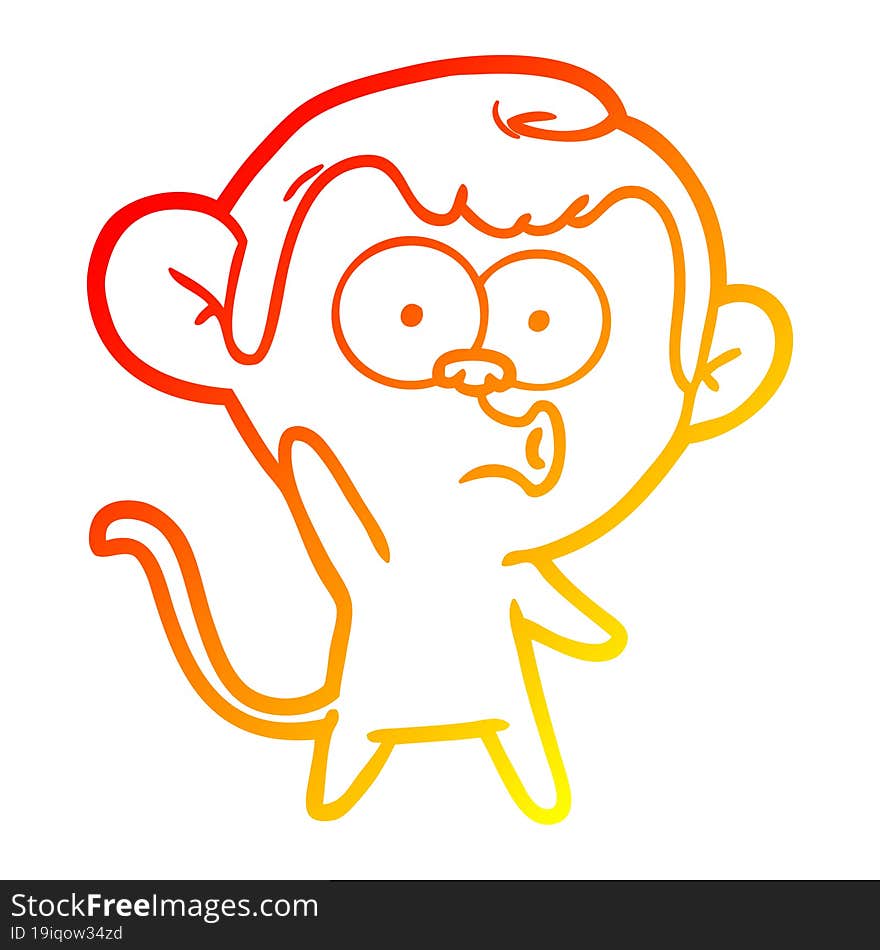 warm gradient line drawing cartoon hooting monkey