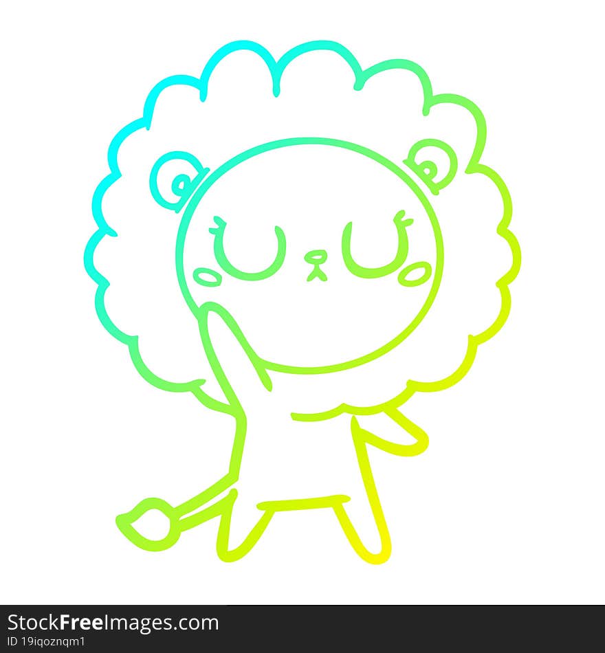 cold gradient line drawing of a cartoon lion