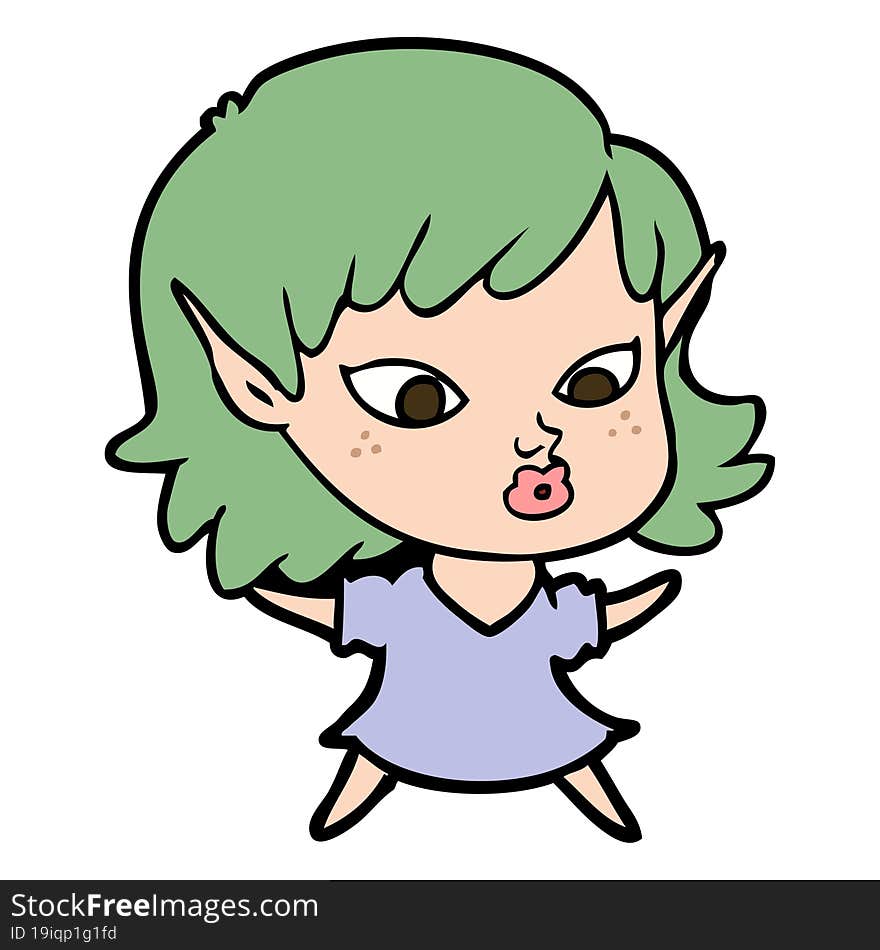 pretty cartoon elf girl. pretty cartoon elf girl