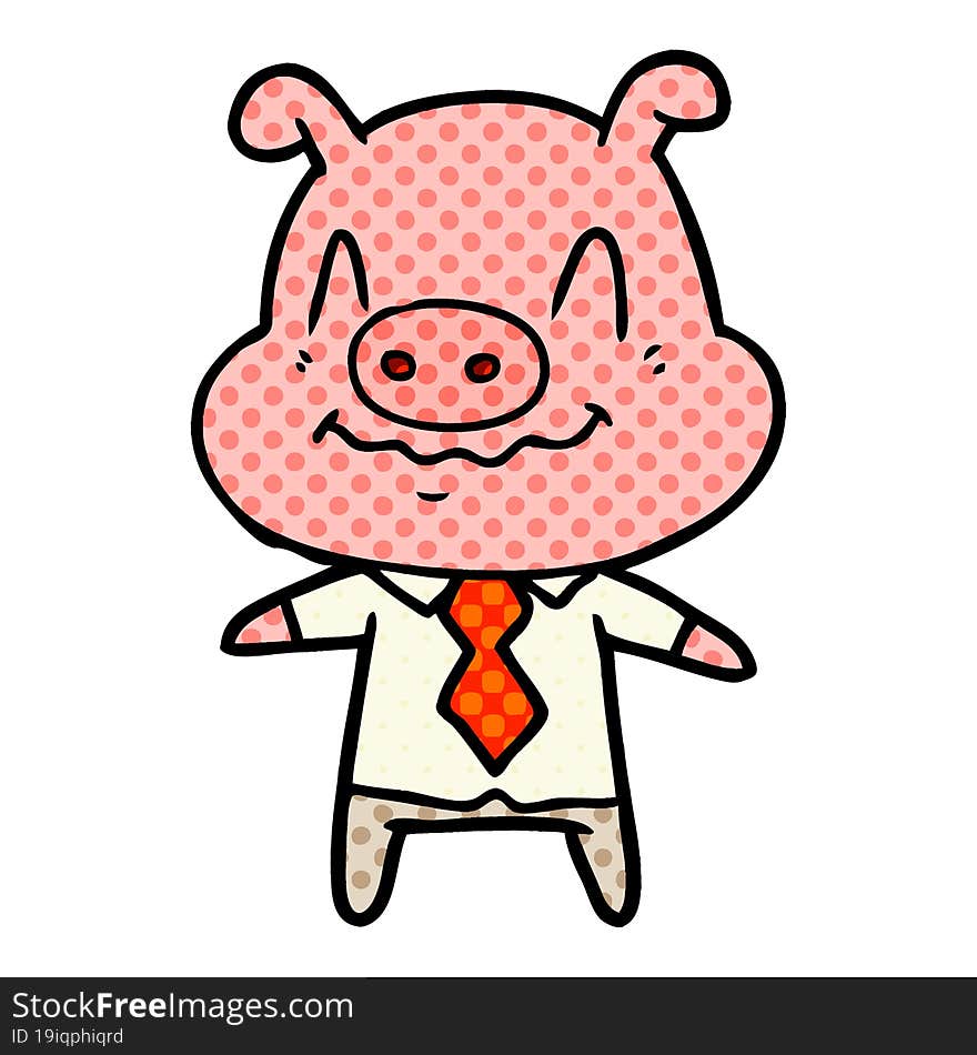 nervous cartoon pig boss. nervous cartoon pig boss