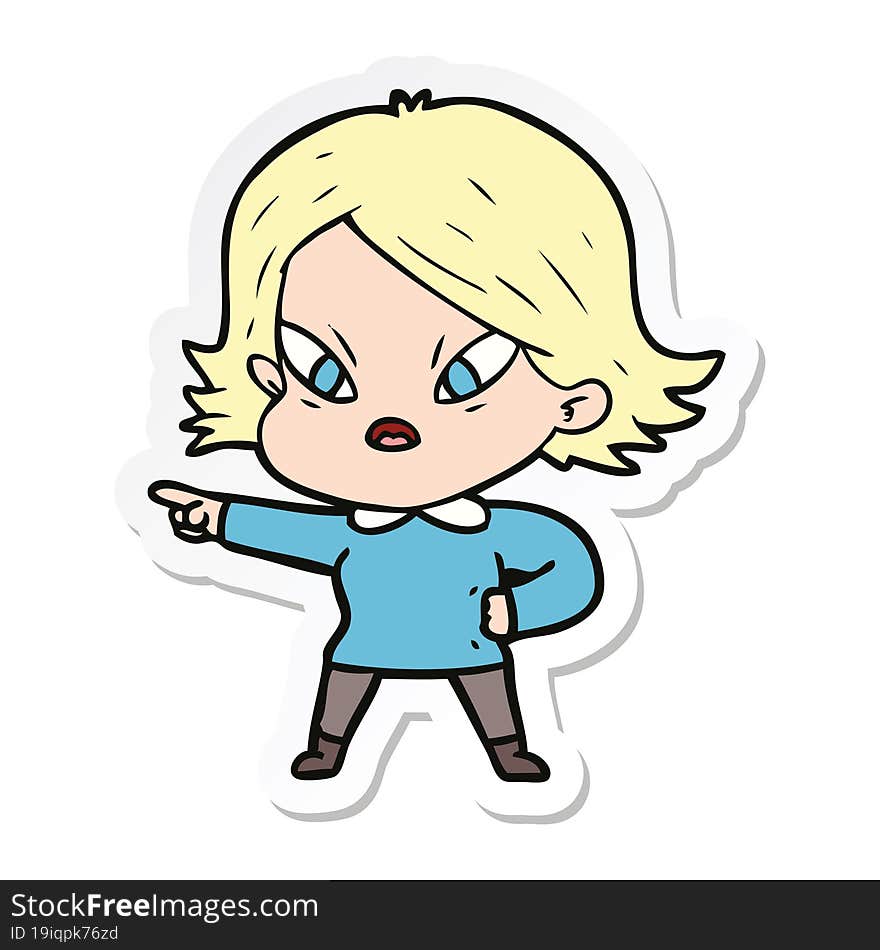 sticker of a cartoon stressed woman