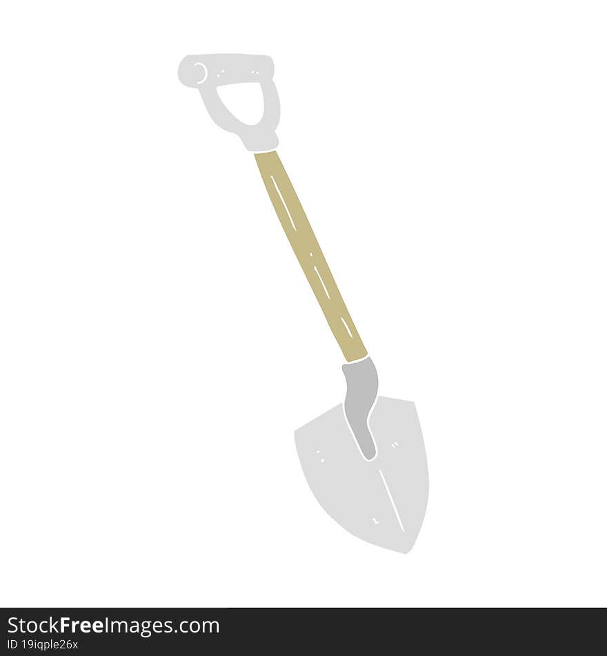 Flat Color Illustration Of A Cartoon Shovel