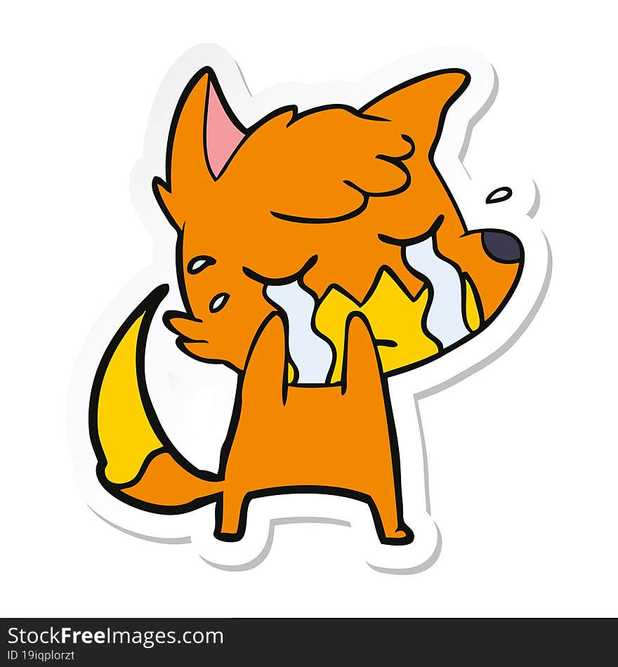 sticker of a crying fox cartoon