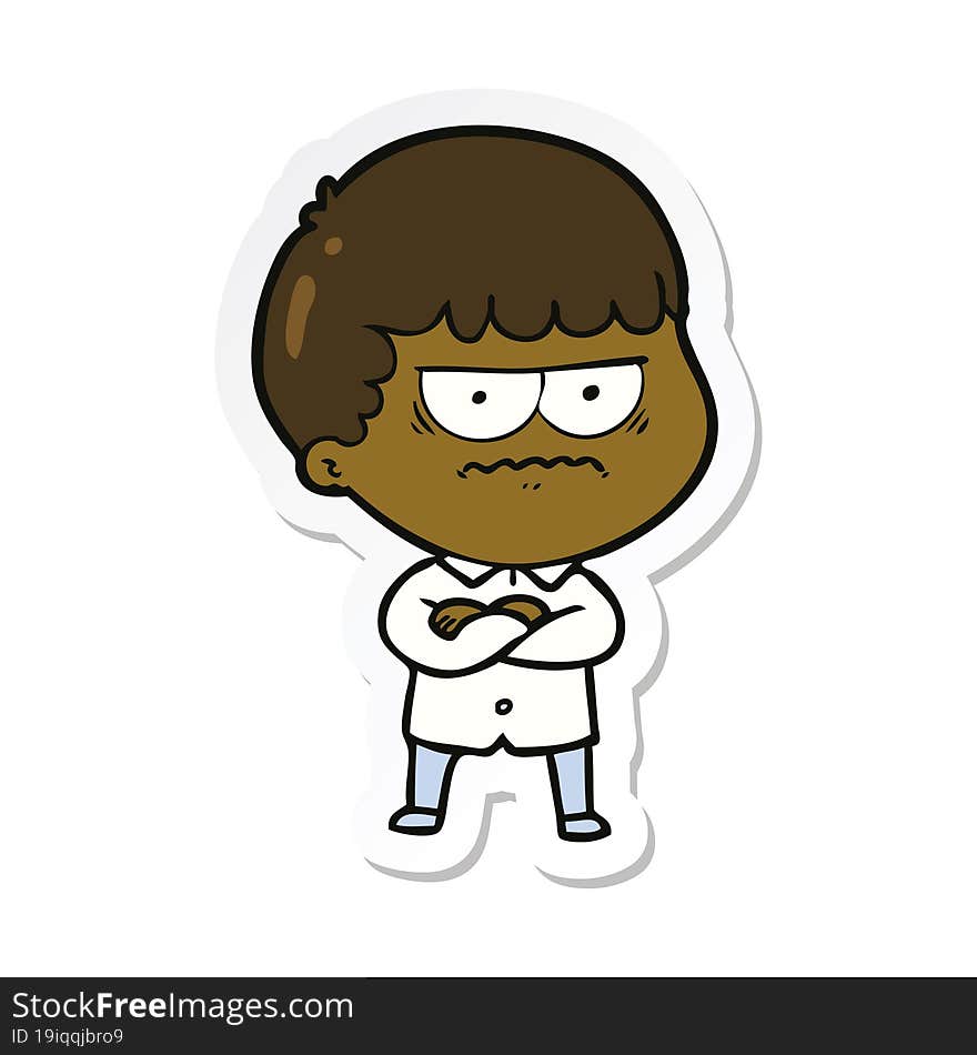 Sticker Of A Cartoon Annoyed Man