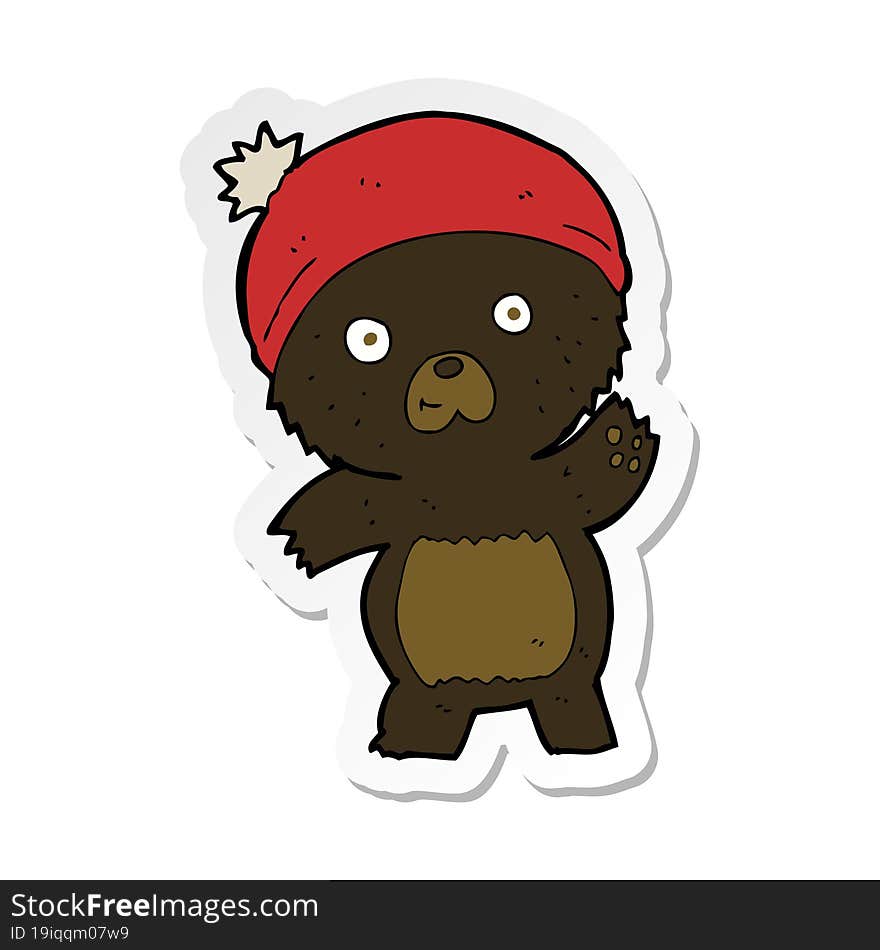 sticker of a cute cartoon black bear