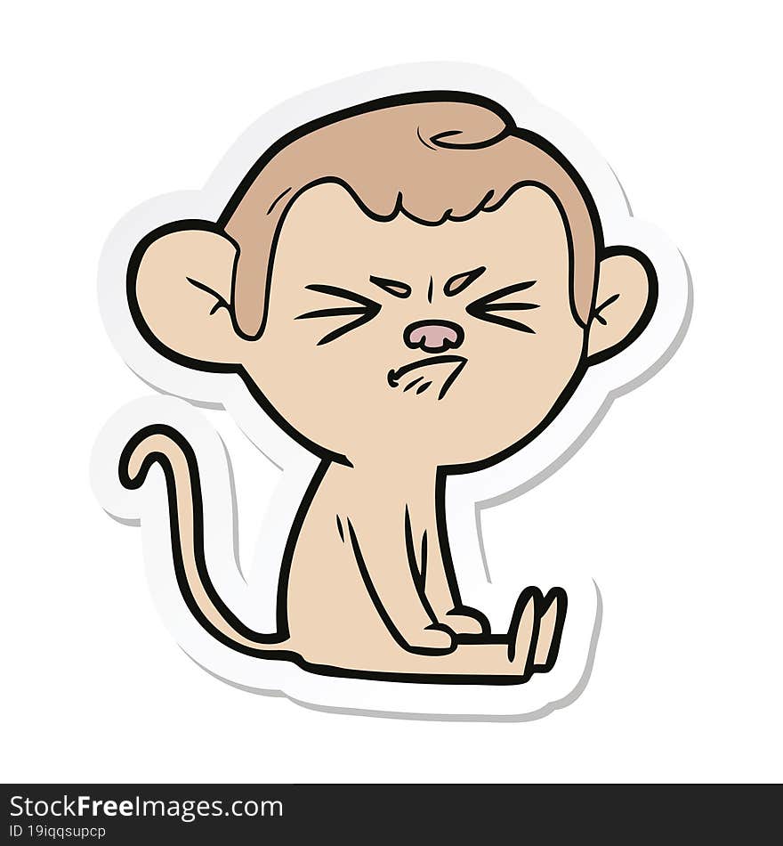 sticker of a cartoon angry monkey