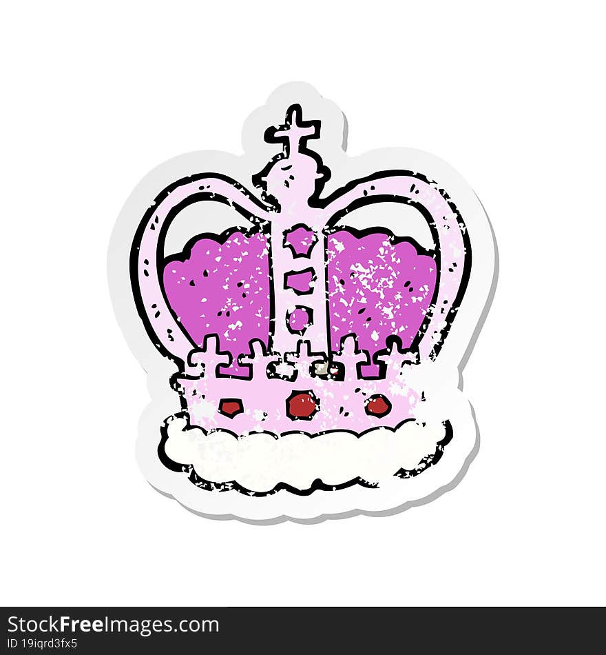 retro distressed sticker of a cartoon royal crown