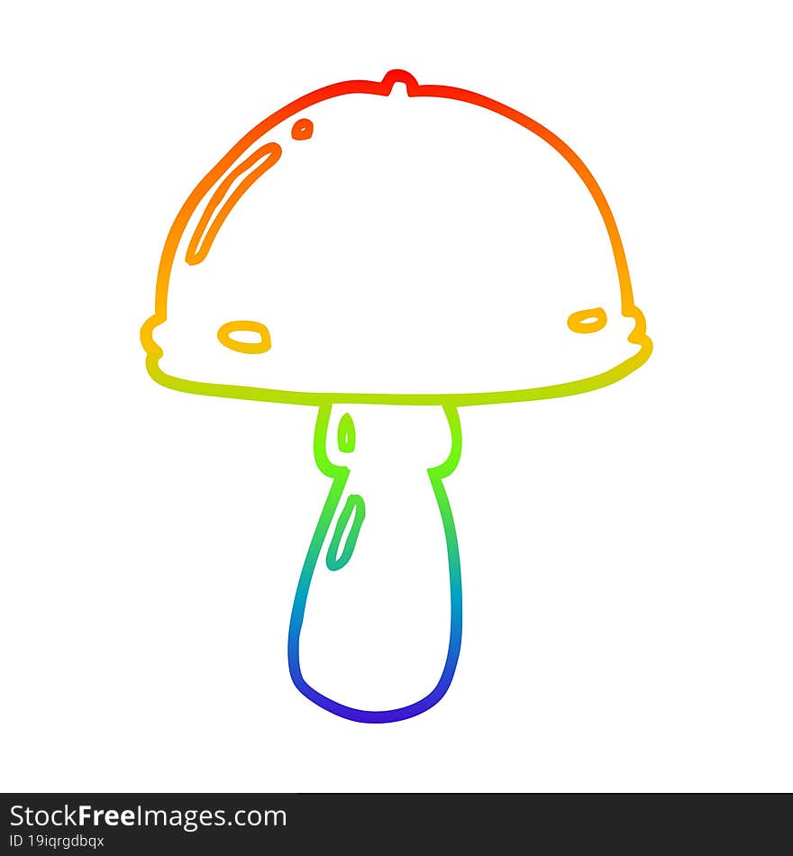 rainbow gradient line drawing of a cartoon mushroom