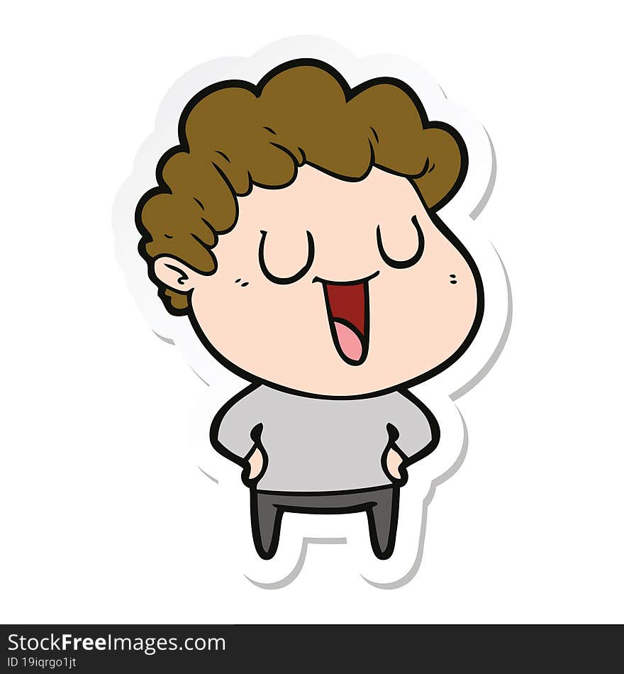 Sticker Of A Laughing Cartoon Man