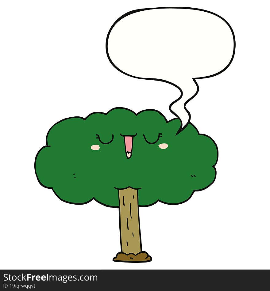 cartoon tree and speech bubble