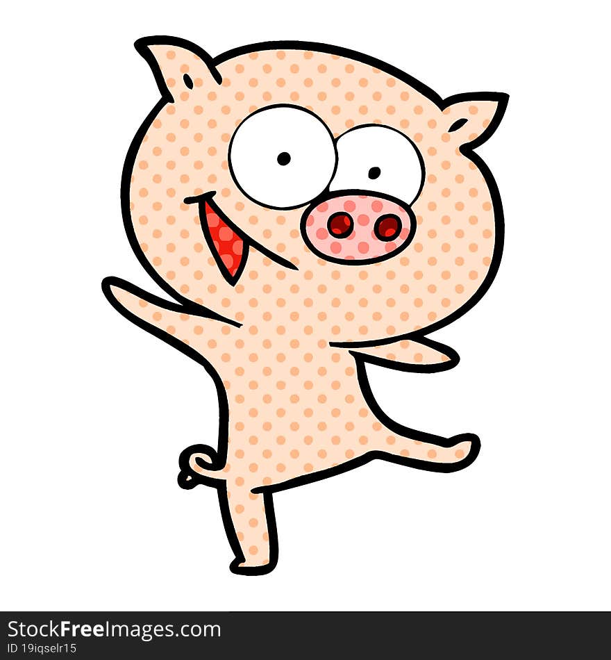 cheerful dancing pig cartoon. cheerful dancing pig cartoon