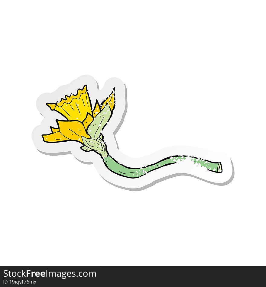 retro distressed sticker of a cartoon daffodil flower