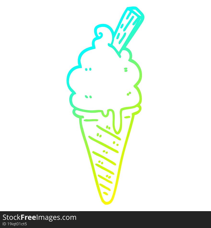 cold gradient line drawing cartoon ice cream