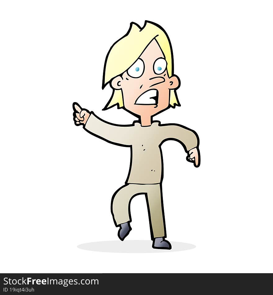 cartoon worried man pointing