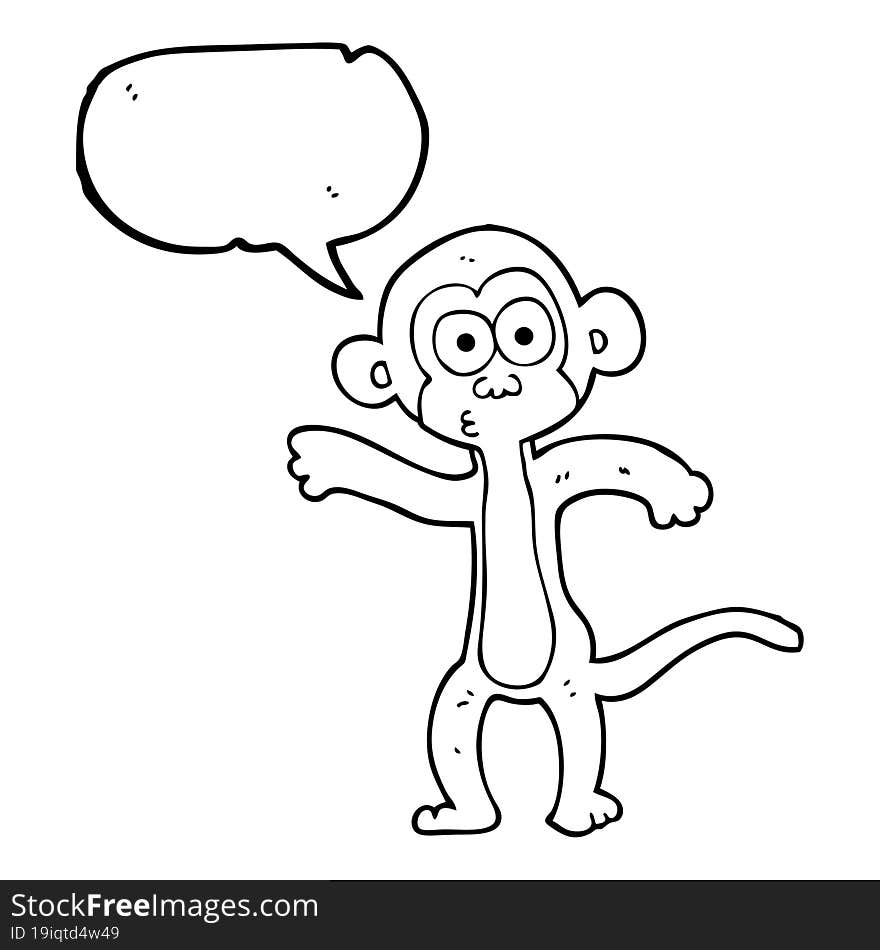 freehand drawn speech bubble cartoon monkey