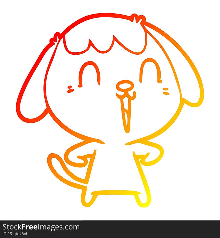 Warm Gradient Line Drawing Cute Cartoon Dog