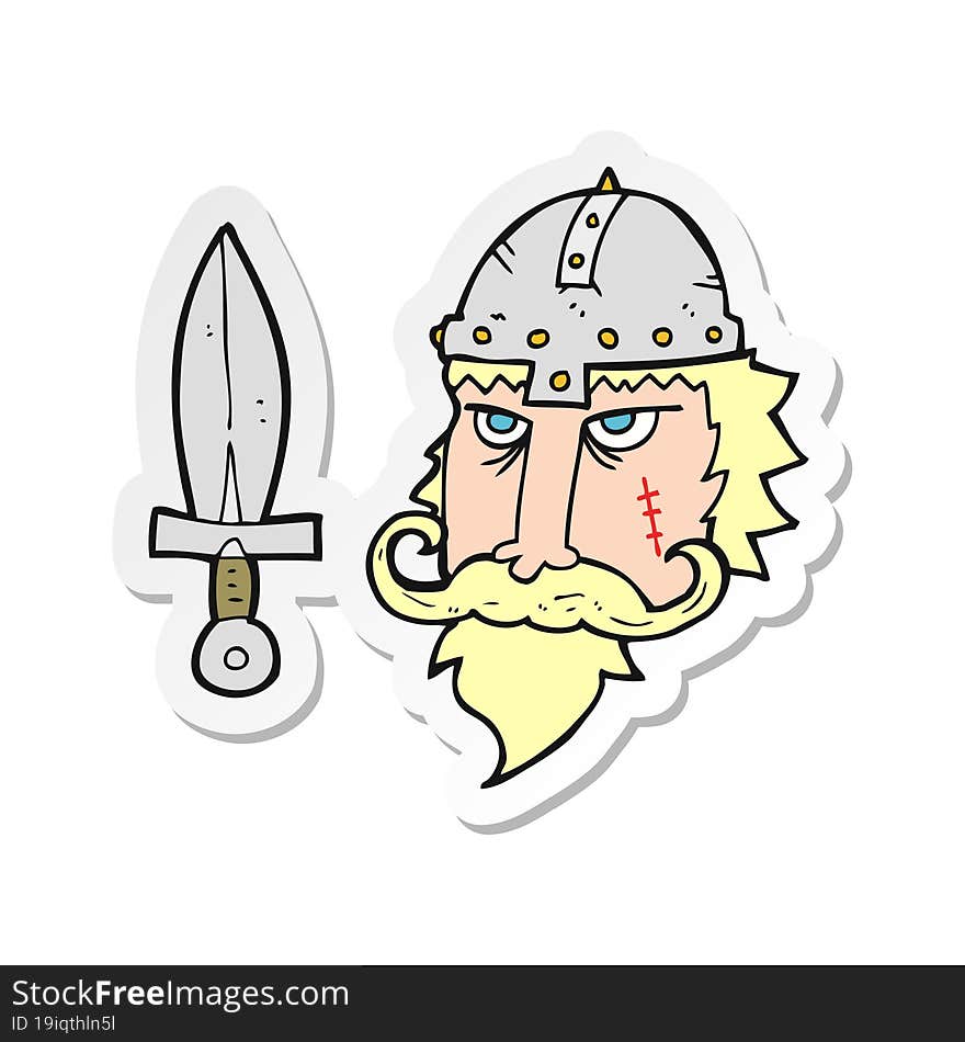 Sticker Of A Cartoon Viking Warrior