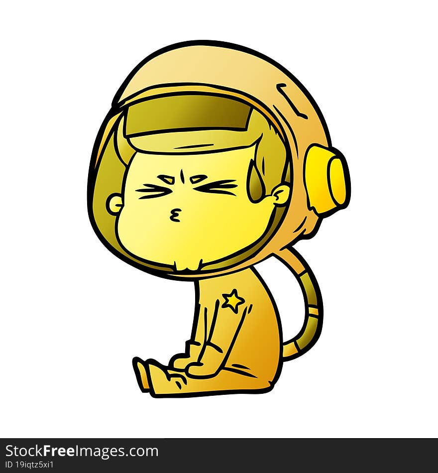 cartoon stressed astronaut. cartoon stressed astronaut