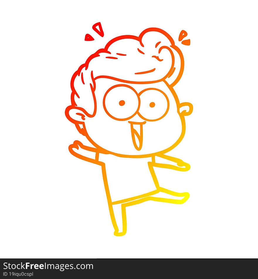 warm gradient line drawing cartoon excited man