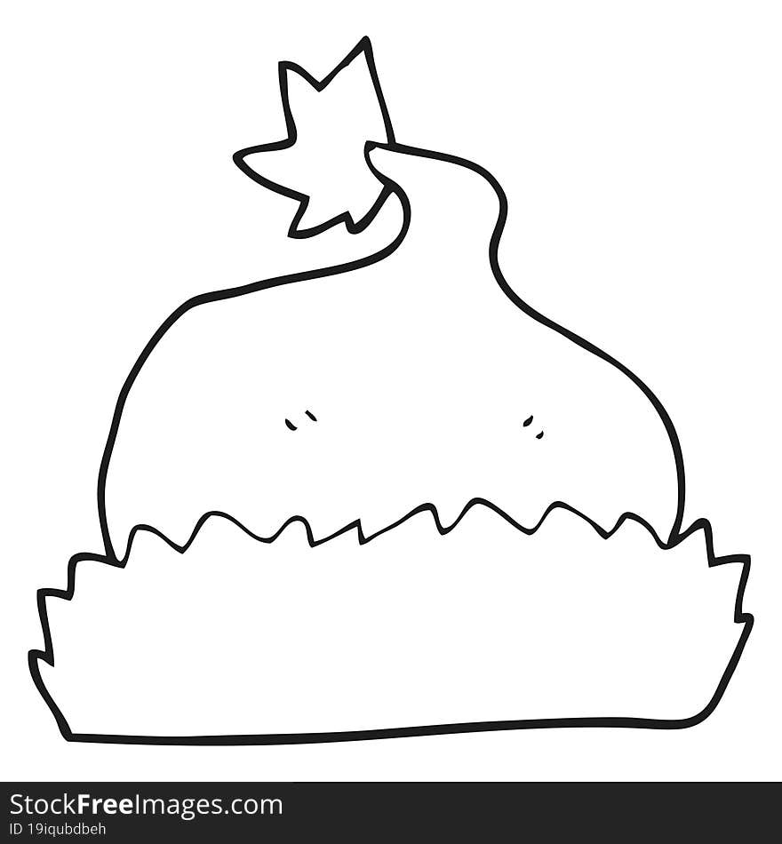 black and white cartoon santa hat