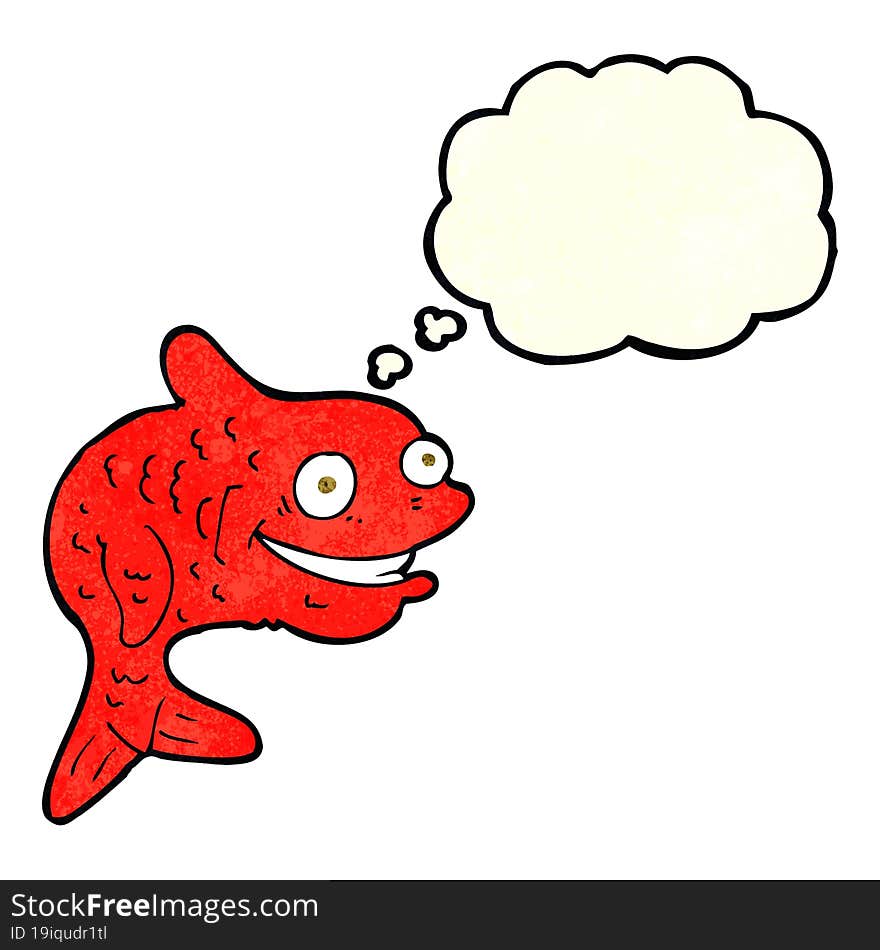 Cartoon Happy Fish With Thought Bubble