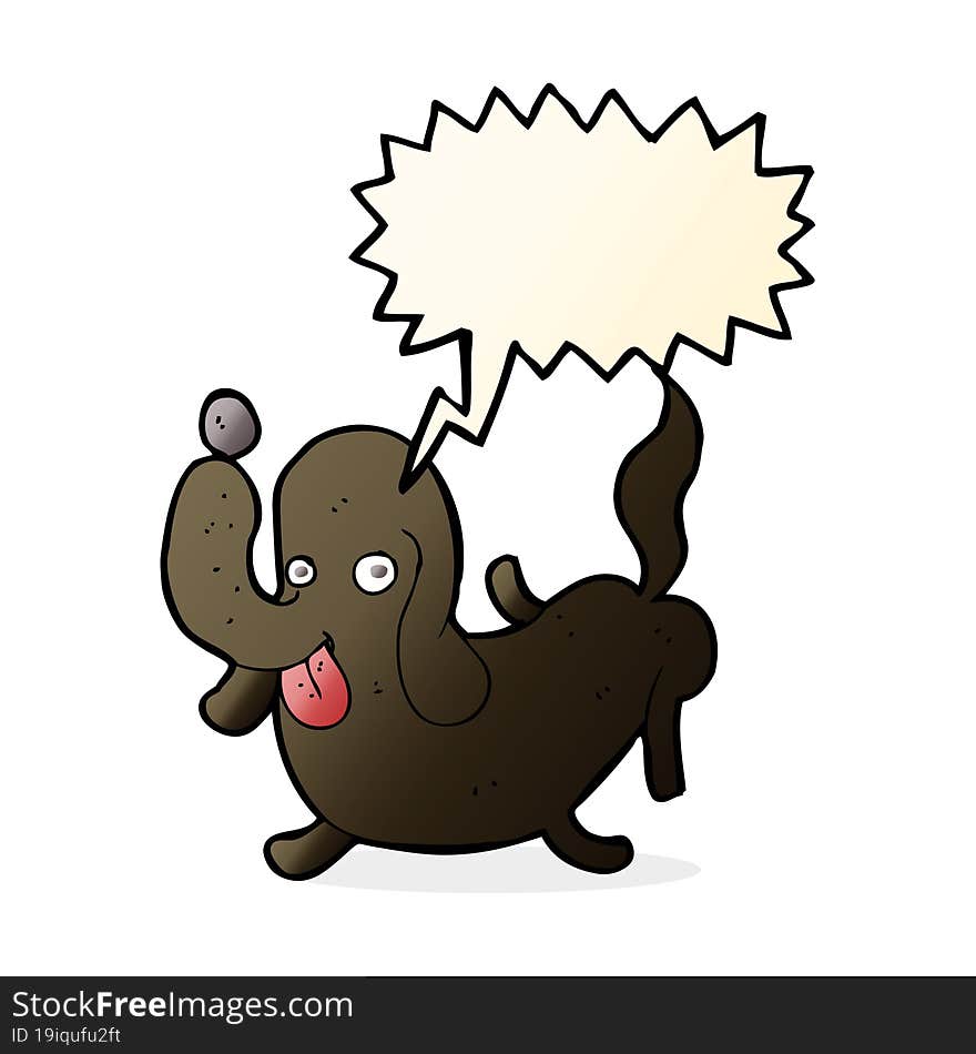 cartoon dog sticking out tongue with speech bubble