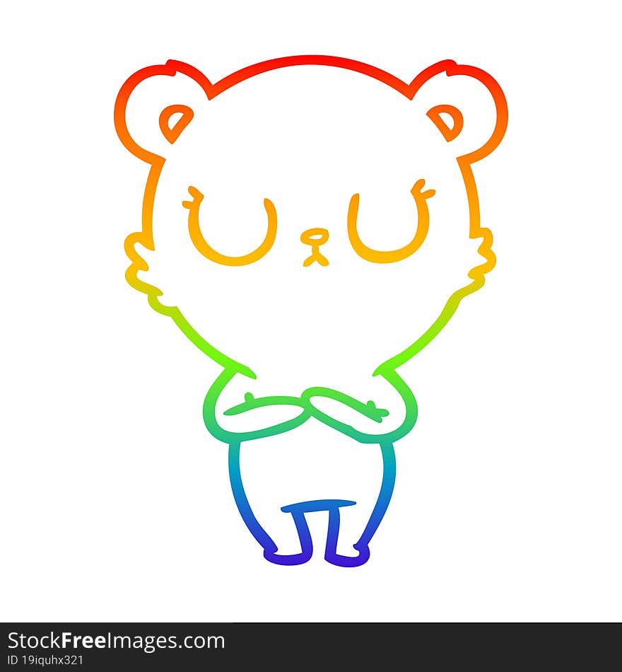 rainbow gradient line drawing peaceful cartoon polar bear