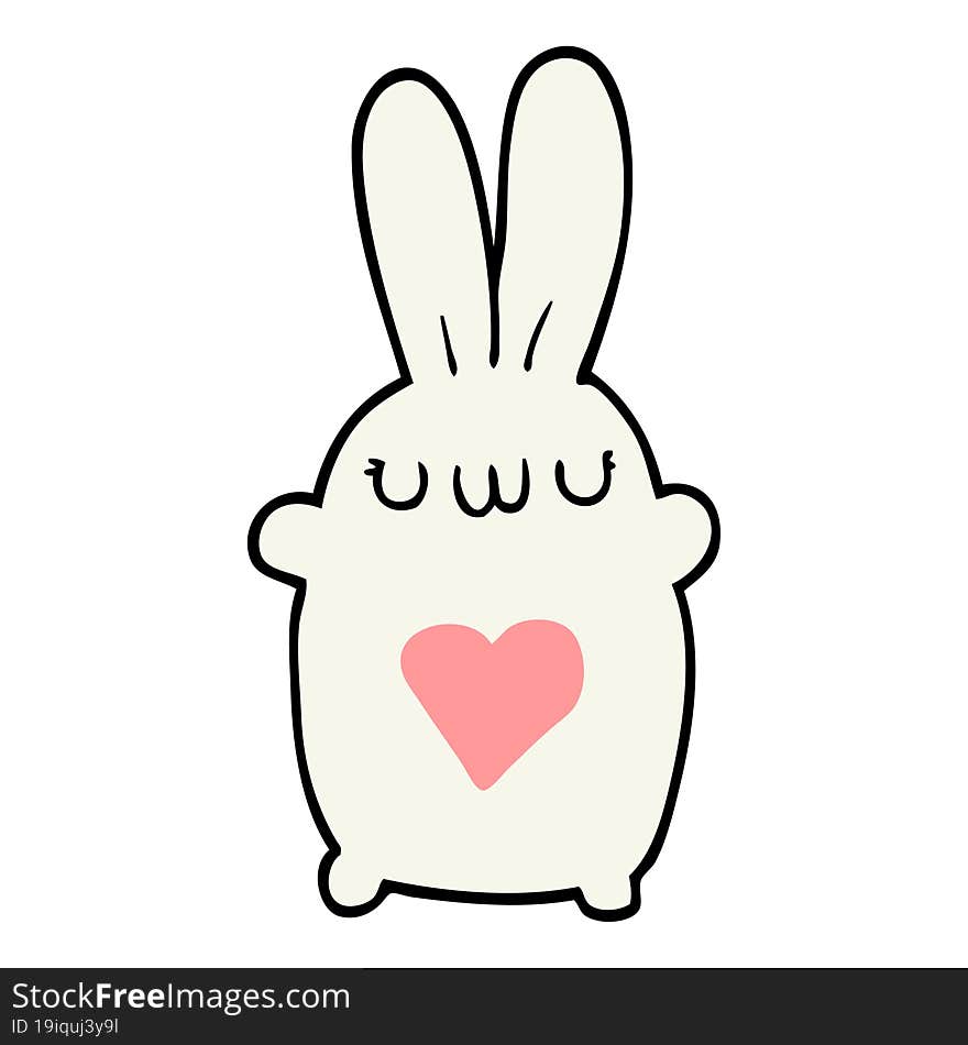 Cute Cartoon Rabbit With Love Heart