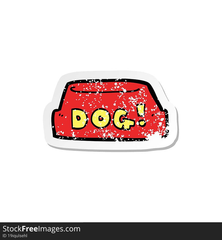 retro distressed sticker of a cartoon dog food