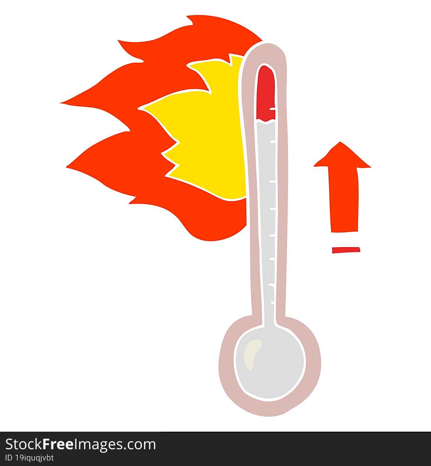 flat color illustration of a cartoon rising temperature