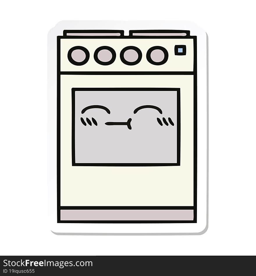 sticker of a cute cartoon kitchen oven