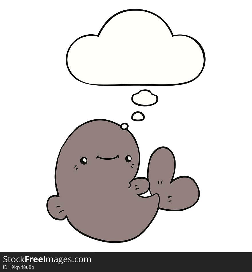 cartoon whale with thought bubble. cartoon whale with thought bubble