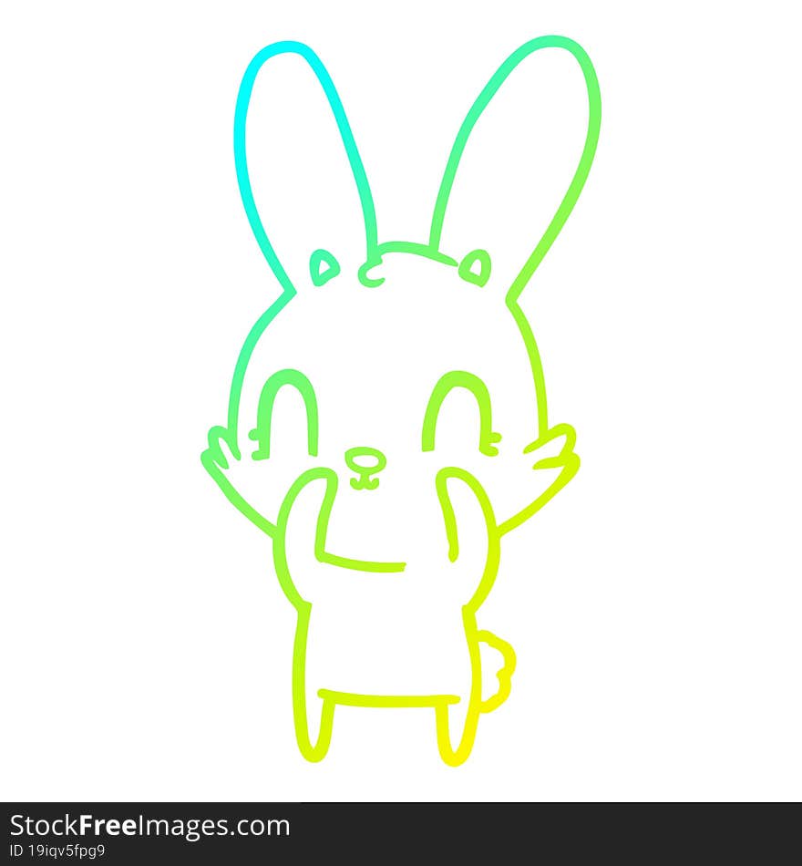 cold gradient line drawing cute cartoon rabbit