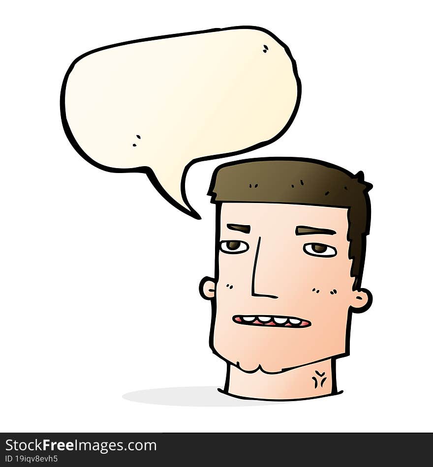 Cartoon Male Head With Speech Bubble