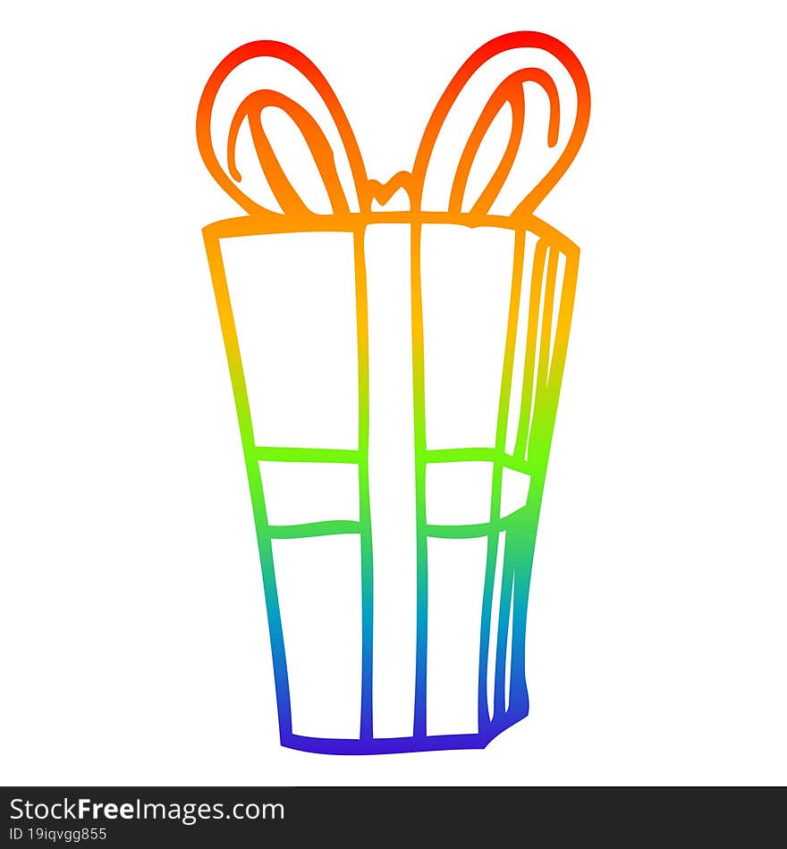 rainbow gradient line drawing cartoon wrapped present