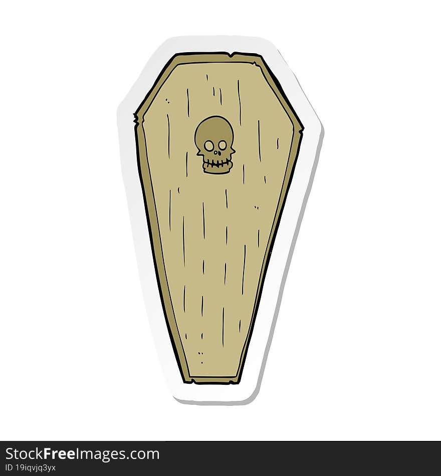 Sticker Of A Spooky Cartoon Coffin