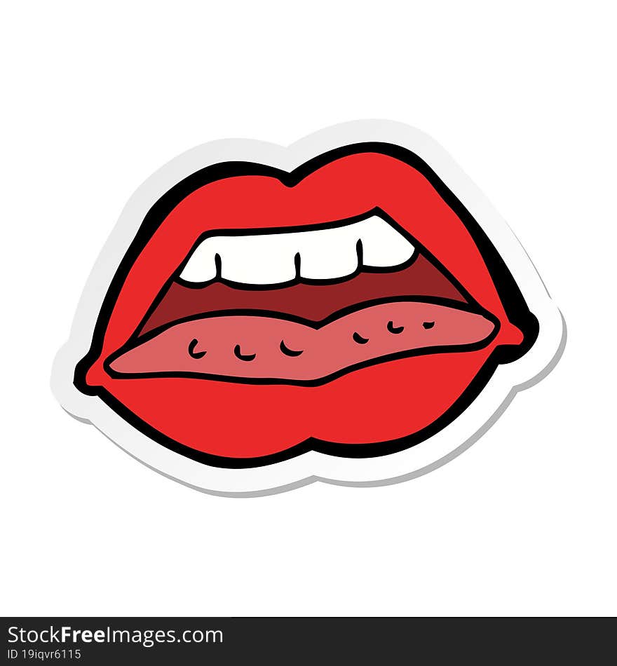 sticker of a cartoon sexy lips symbol