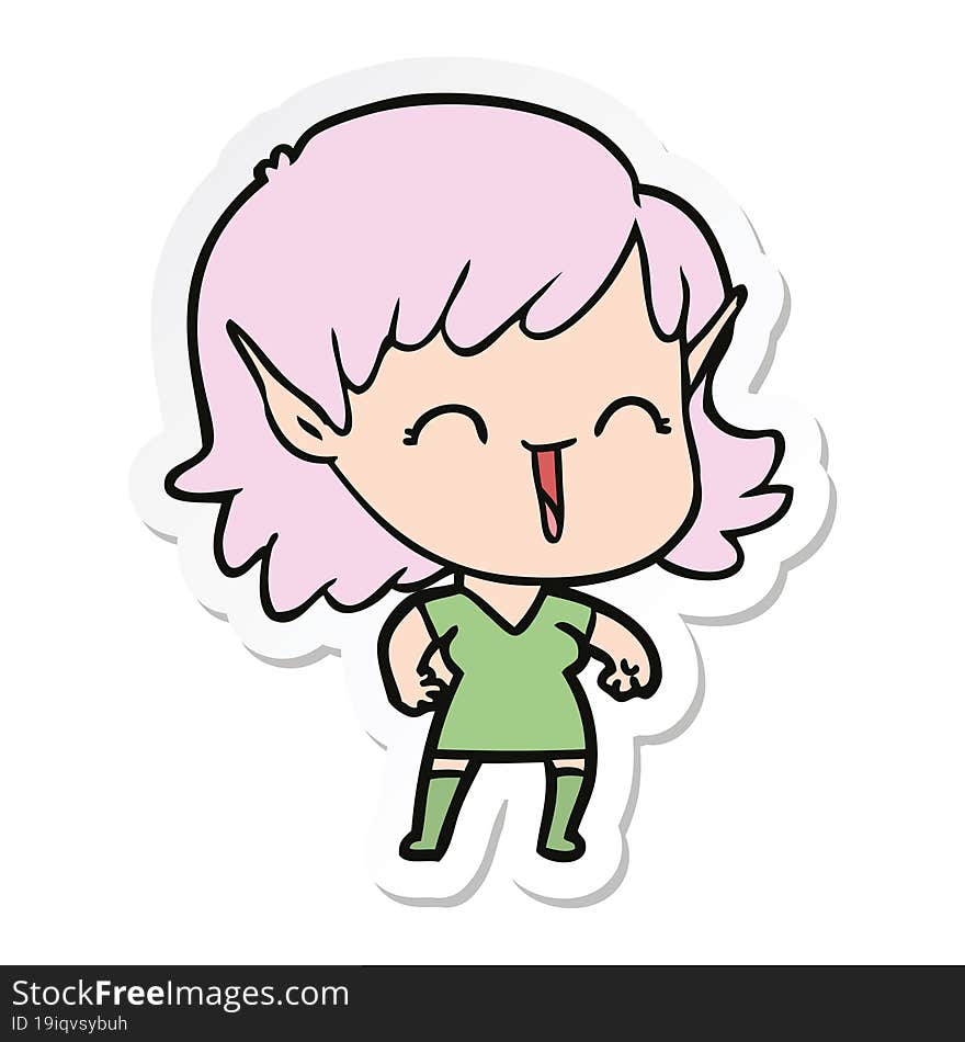 sticker of a cartoon elf girl