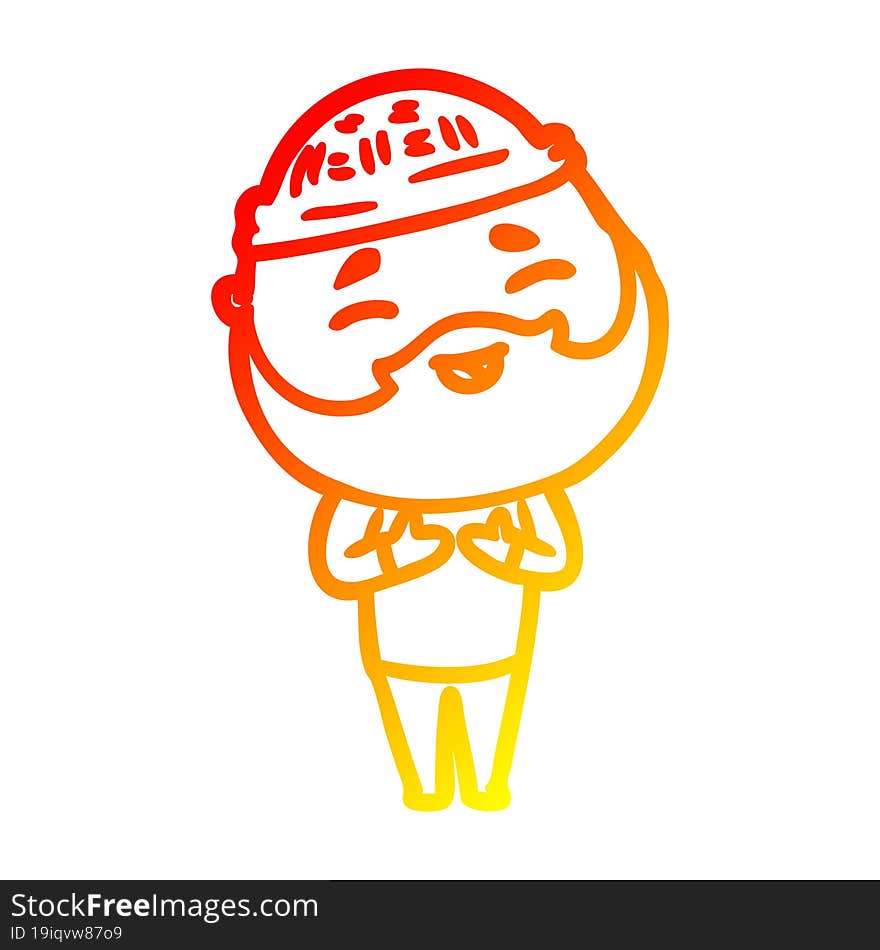 warm gradient line drawing cartoon happy bearded man