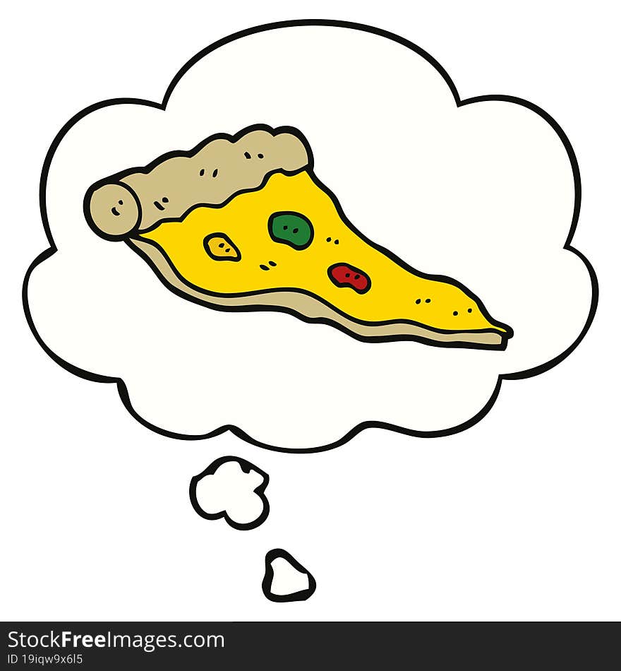 cartoon pizza and thought bubble