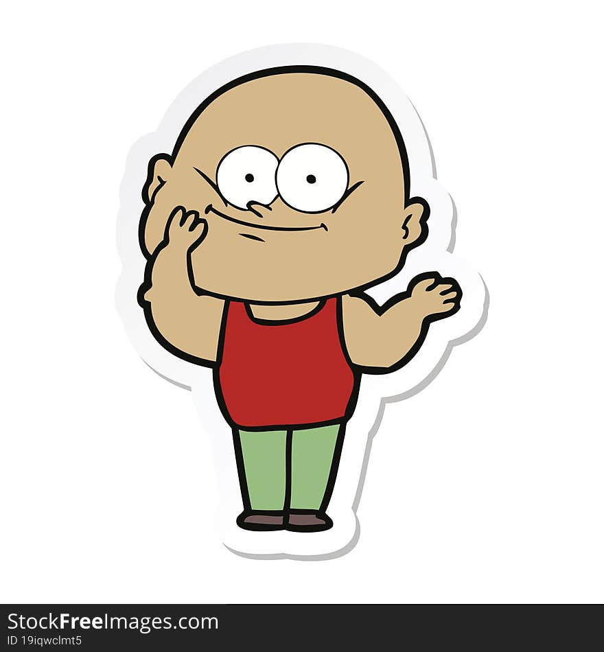 Sticker Of A Cartoon Bald Man Staring