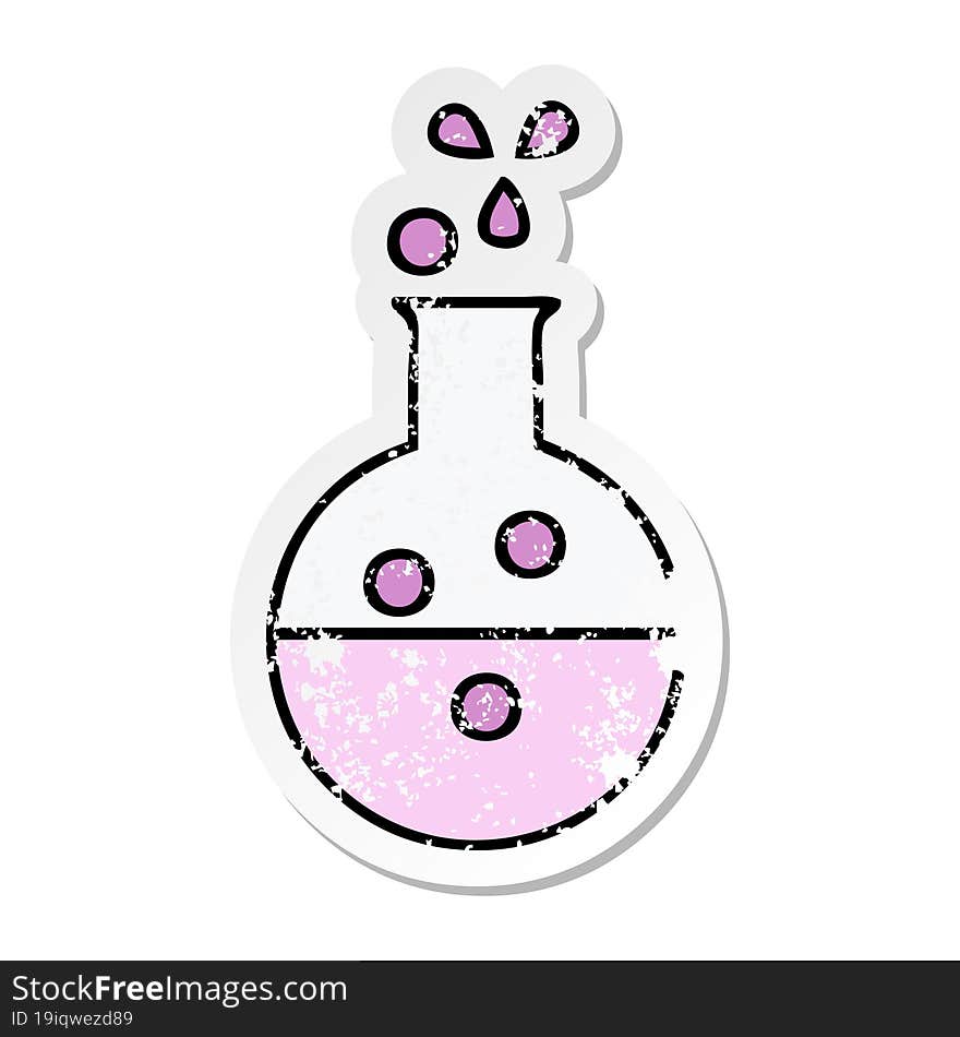 Distressed Sticker Of A Cute Cartoon Chemistry Tube