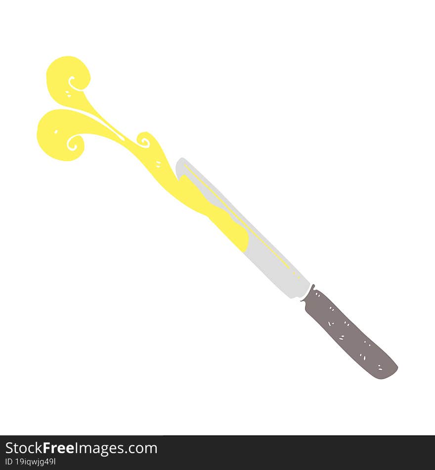 Flat Color Illustration Of A Cartoon Butter Knife