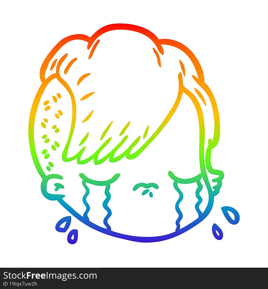 rainbow gradient line drawing cartoon female face