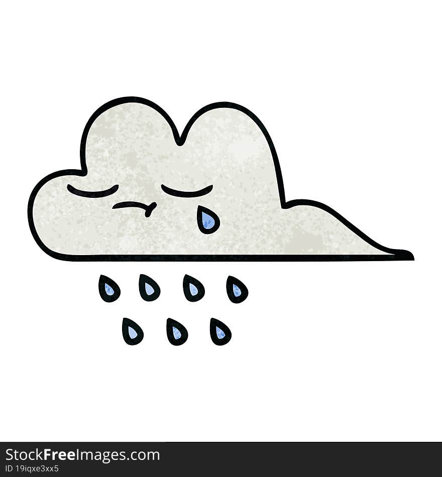 Retro Grunge Texture Cartoon Rain Cloud