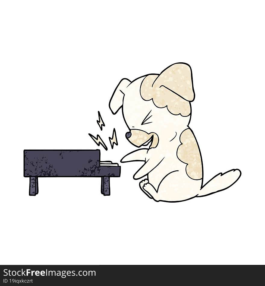 cartoon dog rocking out on piano. cartoon dog rocking out on piano