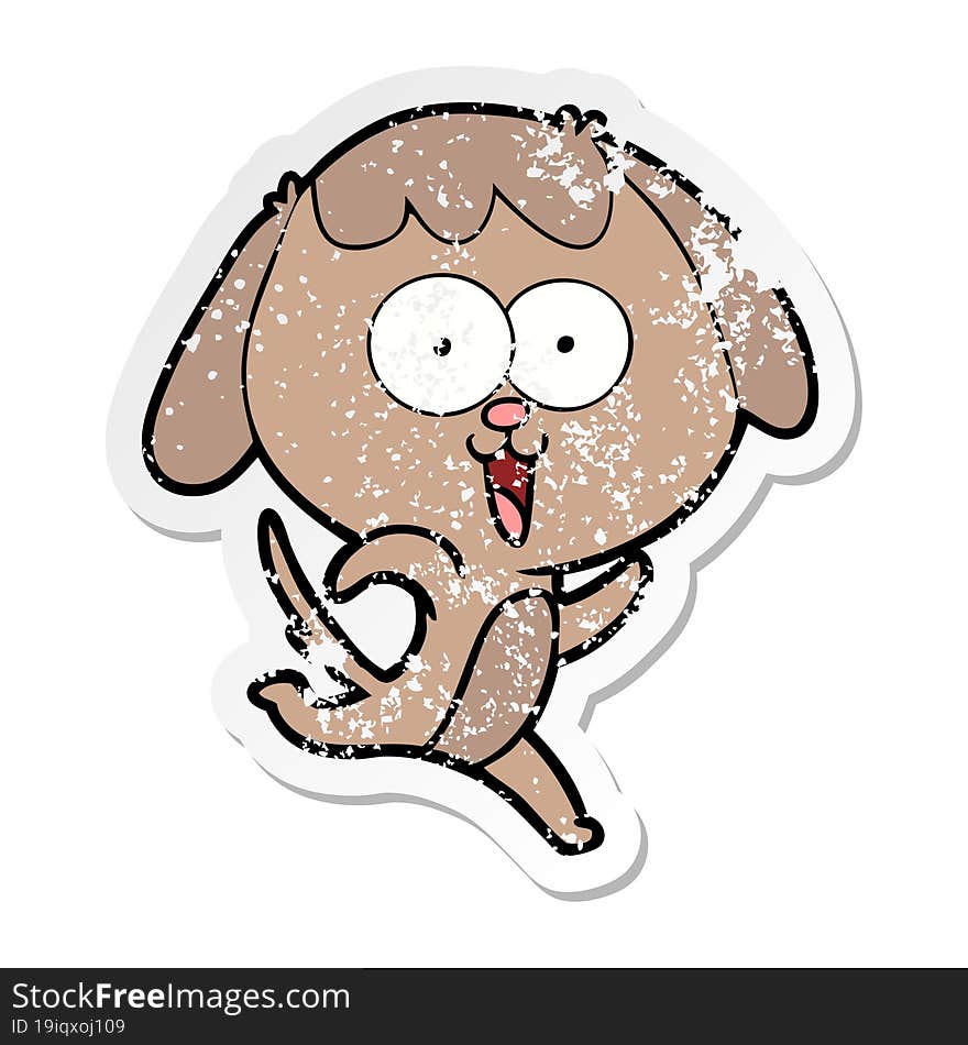 distressed sticker of a cute cartoon dog