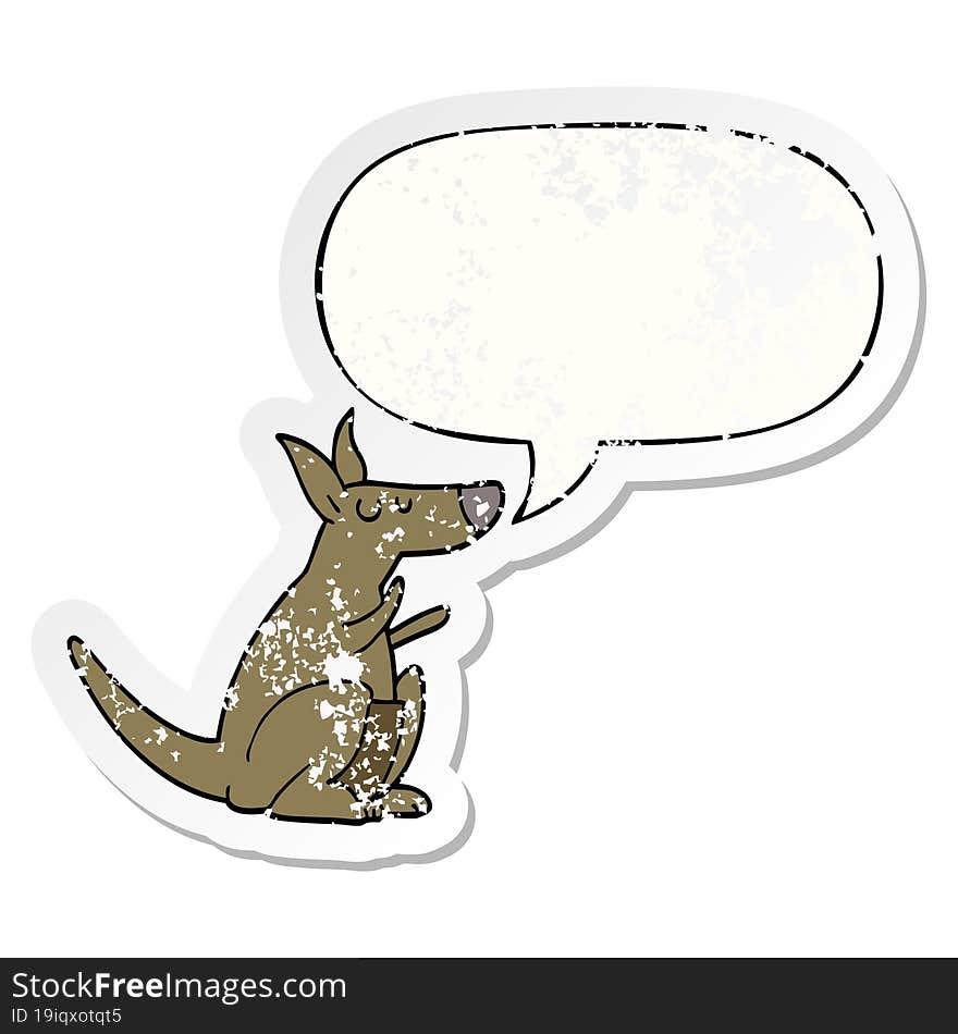 cartoon kangaroo and speech bubble distressed sticker